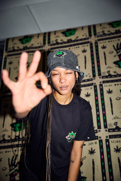 Bucket Hat 420 Black Stonewashed OWL CLOTHES OC392