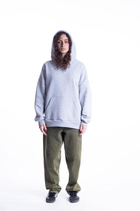 Vintage Embroidery Logo Hoodie Grey