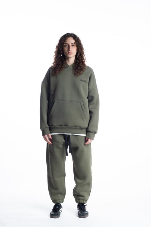 Vintage Embroidery Logo Hoodie Khaki