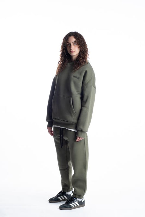 Vintage Embroidery Logo Hoodie Khaki