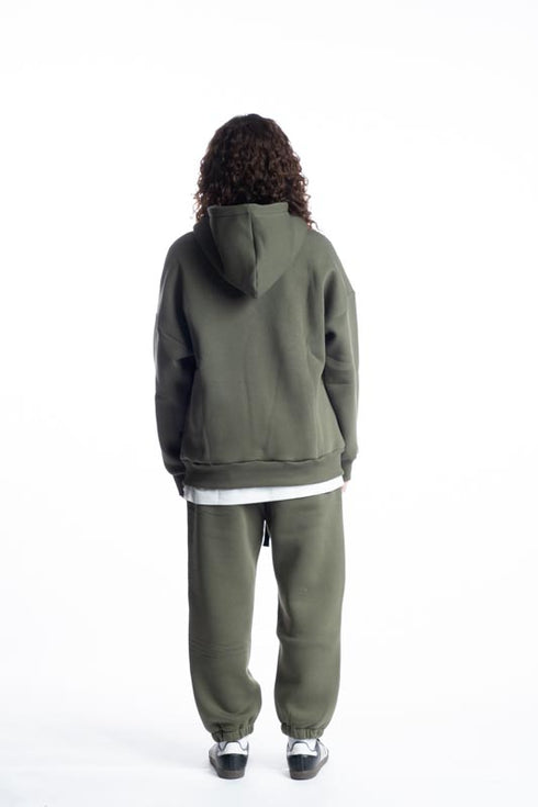 Vintage Embroidery Logo Hoodie Khaki