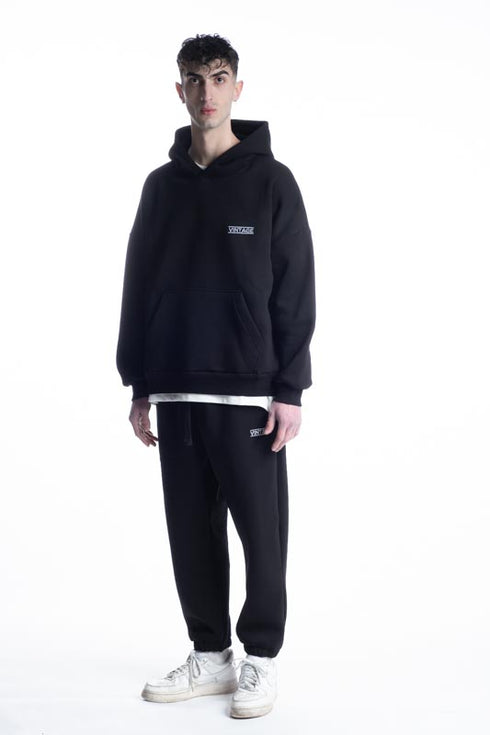 Vintage Embroidery Logo Hoodie Black