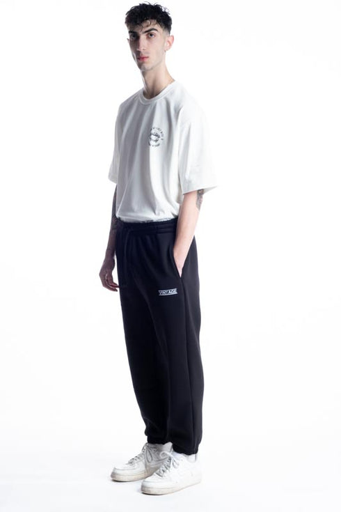 Vintage Embroidery Logo Pants Black