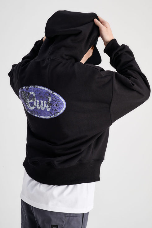 Bomber Hoodie Black Core Grunge 490gsm