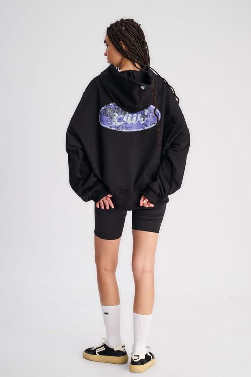 Bomber Hoodie Black Core Grunge 490gsm