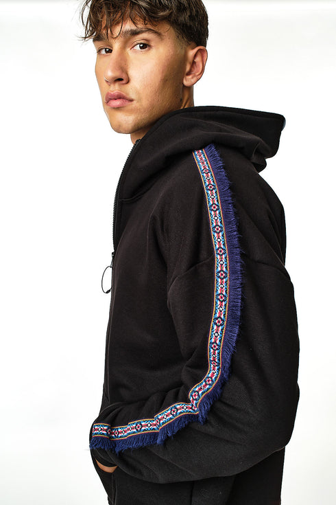 Μαύρη Ζακέτα Φούτερ Hippie Vibes Owl clothes OC370