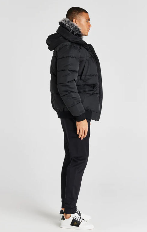 Μαύρο Ανδρικό Bomber Μπουφάν SikSilk SS14