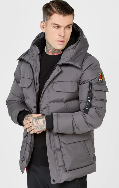Γκρι Ανδρικό Parka Μπουφάν SikSilk SS10