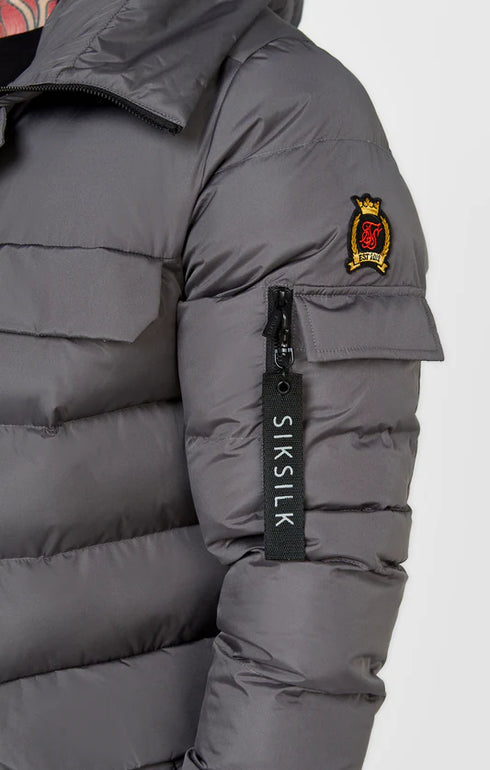 Γκρι Ανδρικό Parka Μπουφάν SikSilk SS10