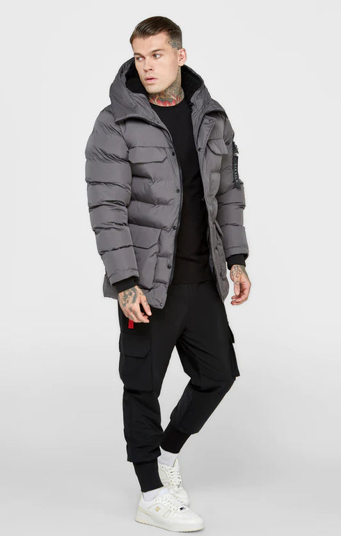 Γκρι Ανδρικό Parka Μπουφάν SikSilk SS10
