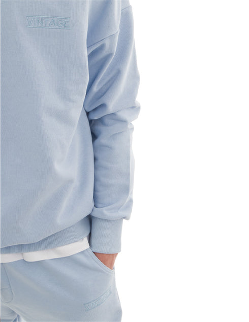 Γαλάζια Ανδρική Oversized Φούτερ Χωρίς Κουκούλα Sunset VINTAGE VN47