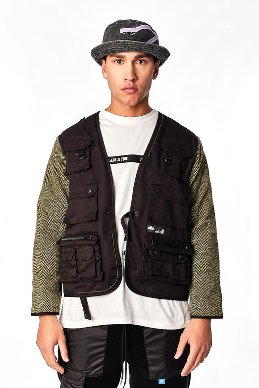 Black Multipocket Jacket Owl clothes OC395